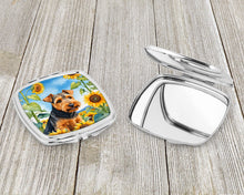 Load image into Gallery viewer, Welsh Terrier in Sunflowers Compact Mirror – Stylish Purse Mirror with Artistic Covers