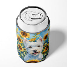 Load image into Gallery viewer, Westie in Sunflowers Can or Bottle Hugger