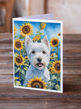 Load image into Gallery viewer, Westie in Sunflowers Greeting Cards - Blank Note Cards – 8-Pack of Artist-Designed Cards with Envelopes
