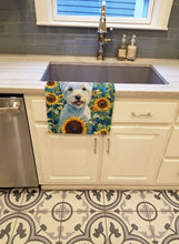 Load image into Gallery viewer, Westie in Sunflowers Kitchen Towel