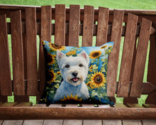 Load image into Gallery viewer, Westie in Sunflowers Throw Pillow - 14x14 Decorative Pillow – Art for Your Home &amp; Patio