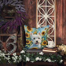 Load image into Gallery viewer, Westie in Sunflowers Throw Pillow - 14x14 Decorative Pillow – Art for Your Home &amp; Patio