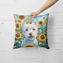 Load image into Gallery viewer, Westie in Sunflowers Throw Pillow