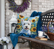 Load image into Gallery viewer, Westie in Sunflowers Throw Pillow