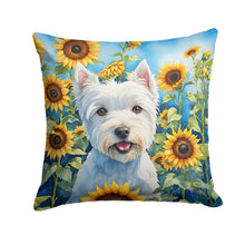 Load image into Gallery viewer, Westie in Sunflowers Throw Pillow
