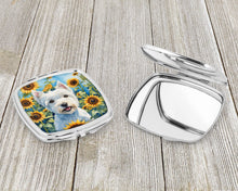 Load image into Gallery viewer, Westie in Sunflowers Compact Mirror – Stylish Purse Mirror with Artistic Covers