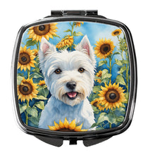 Load image into Gallery viewer, Westie in Sunflowers Compact Mirror – Stylish Purse Mirror with Artistic Covers