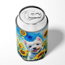Load image into Gallery viewer, Westie in Sunflowers Can or Bottle Hugger