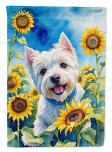 Load image into Gallery viewer, Westie in Sunflowers House Flag