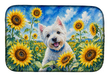 Load image into Gallery viewer, Westie in Sunflowers Dish Drying Mat Absorbent Dish Drying Mat Pad for Kitchen Counter Dish Drainer Mat for Countertop, 14 x 21", Multicolor
