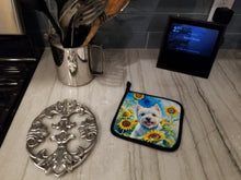 Load image into Gallery viewer, Westie in Sunflowers Pot Holders - Set of 2 Decorative Kitchen Helpers | Made in the USA