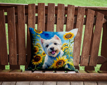 Load image into Gallery viewer, Westie in Sunflowers Throw Pillow - 14x14 Decorative Pillow – Art for Your Home &amp; Patio