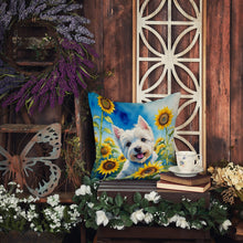Load image into Gallery viewer, Westie in Sunflowers Throw Pillow - 14x14 Decorative Pillow – Art for Your Home &amp; Patio