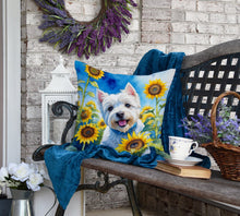 Load image into Gallery viewer, Westie in Sunflowers Throw Pillow