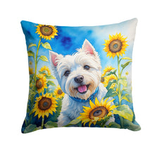 Load image into Gallery viewer, Westie in Sunflowers Throw Pillow