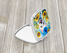 Load image into Gallery viewer, Westie in Sunflowers Compact Mirror – Stylish Purse Mirror with Artistic Covers
