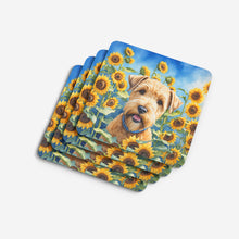 Load image into Gallery viewer, Wheaten Terrier in Sunflowers Coasters - Set of 4 Lightweight Foam, Absorbent Drink Coasters