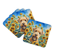 Load image into Gallery viewer, Wheaten Terrier in Sunflowers Coasters - Set of 4 Lightweight Foam, Absorbent Drink Coasters