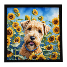 Load image into Gallery viewer, Wheaten Terrier in Sunflowers Framed Metal Print