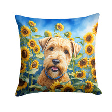 Load image into Gallery viewer, Wheaten Terrier in Sunflowers Throw Pillow - 14x14 Decorative Pillow – Art for Your Home &amp; Patio