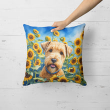 Load image into Gallery viewer, Wheaten Terrier in Sunflowers Throw Pillow