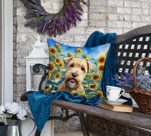 Load image into Gallery viewer, Wheaten Terrier in Sunflowers Throw Pillow