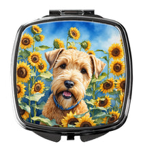 Load image into Gallery viewer, Wheaten Terrier in Sunflowers Compact Mirror – Stylish Purse Mirror with Artistic Covers