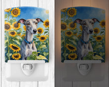 Load image into Gallery viewer, Whippet in Sunflowers Ceramic Night Light