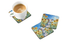 Load image into Gallery viewer, Whippet in Sunflowers Coasters - Set of 4 Lightweight Foam, Absorbent Drink Coasters