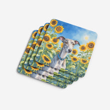 Load image into Gallery viewer, Whippet in Sunflowers Coasters - Set of 4 Lightweight Foam, Absorbent Drink Coasters