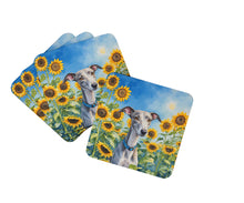 Load image into Gallery viewer, Whippet in Sunflowers Coasters - Set of 4 Lightweight Foam, Absorbent Drink Coasters
