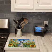 Load image into Gallery viewer, Whippet in Sunflowers Cutting Board Tempered Glass Kitchen Cutting Surface, Heat Resistant Chopping Board with Non-Slip Feet, Decorative Food Prep &amp; Serving