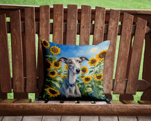 Load image into Gallery viewer, Whippet in Sunflowers Throw Pillow - 14x14 Decorative Pillow – Art for Your Home &amp; Patio