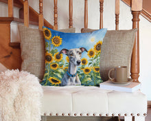 Load image into Gallery viewer, Whippet in Sunflowers Throw Pillow - 14x14 Decorative Pillow – Art for Your Home &amp; Patio