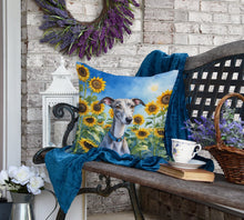 Load image into Gallery viewer, Whippet in Sunflowers Throw Pillow