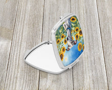 Load image into Gallery viewer, Whippet in Sunflowers Compact Mirror – Stylish Purse Mirror with Artistic Covers