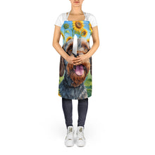 Load image into Gallery viewer, Wirehaired Pointing Griffon in Sunflowers Apron – Artist-Designed Kitchen, BBQ &amp; Craft Apron