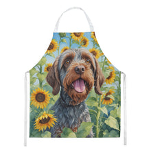 Load image into Gallery viewer, Wirehaired Pointing Griffon in Sunflowers Apron – Artist-Designed Kitchen, BBQ &amp; Craft Apron