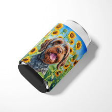 Load image into Gallery viewer, Wirehaired Pointing Griffon in Sunflowers Can or Bottle Hugger