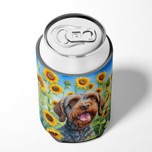 Load image into Gallery viewer, Wirehaired Pointing Griffon in Sunflowers Can or Bottle Hugger