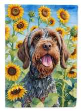 Load image into Gallery viewer, Wirehaired Pointing Griffon in Sunflowers House Flag