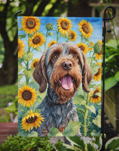 Load image into Gallery viewer, Wirehaired Pointing Griffon in Sunflowers Garden Flag – Bright Dog-Themed Yard Decor