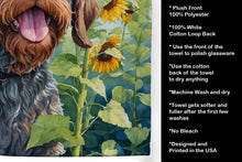 Load image into Gallery viewer, Wirehaired Pointing Griffon in Sunflowers Kitchen Towel
