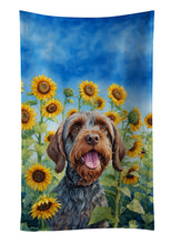 Load image into Gallery viewer, Wirehaired Pointing Griffon in Sunflowers Kitchen Towel