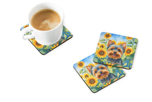 Load image into Gallery viewer, Yorkshire Terrier in Sunflowers Coasters - Set of 4 Lightweight Foam, Absorbent Drink Coasters