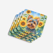 Load image into Gallery viewer, Yorkshire Terrier in Sunflowers Coasters - Set of 4 Lightweight Foam, Absorbent Drink Coasters
