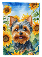 Load image into Gallery viewer, Yorkshire Terrier in Sunflowers Garden Flag – Bright Dog-Themed Yard Decor