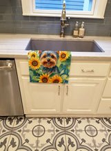 Load image into Gallery viewer, Yorkshire Terrier in Sunflowers Kitchen Towel