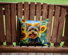 Load image into Gallery viewer, Yorkshire Terrier in Sunflowers Throw Pillow - 14x14 Decorative Pillow – Art for Your Home &amp; Patio