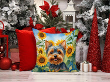 Load image into Gallery viewer, Yorkshire Terrier in Sunflowers Throw Pillow - 14x14 Decorative Pillow – Art for Your Home &amp; Patio